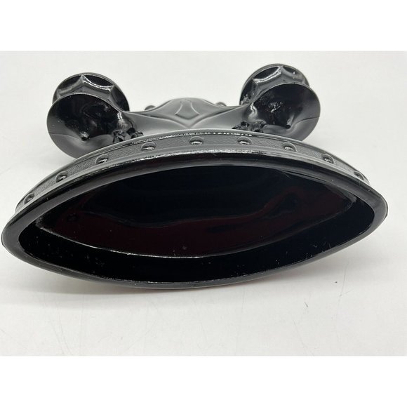 L.E. Smith Vtg Mt. Pleasant Black Amethyst Depression Glass Double Candle Holder - Picture 13 of 15